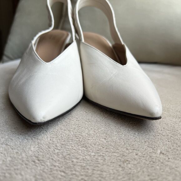 Lewit Marta Cream Leather Slingback Pump Women EU 36.5 US 6 Classic Pointed Toe - Picture 10 of 14